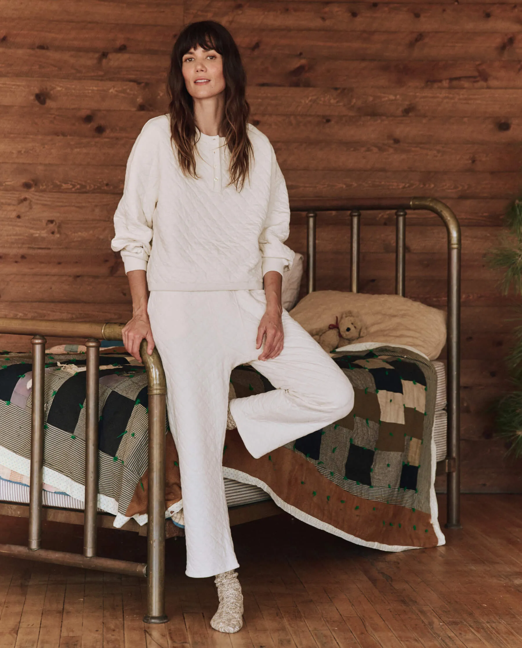 The Quilted Pajama Pant. -- Washed White