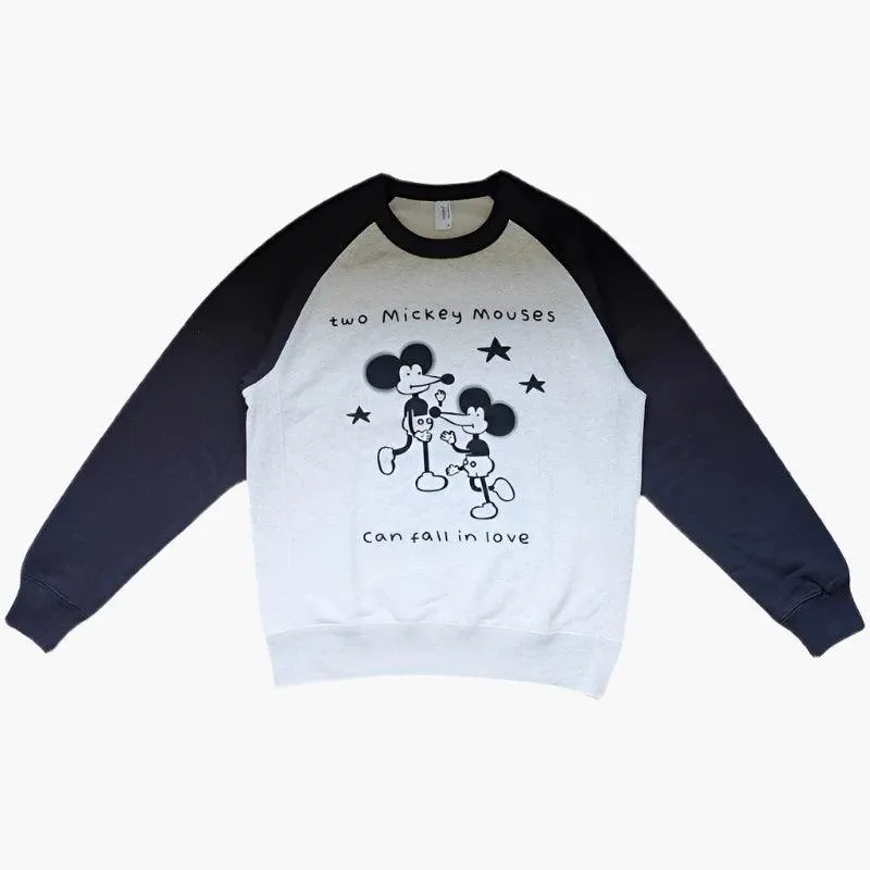 TWO MICKEY MOUSE FALLING IN LOVE RAGLAN SWEATSHIRT