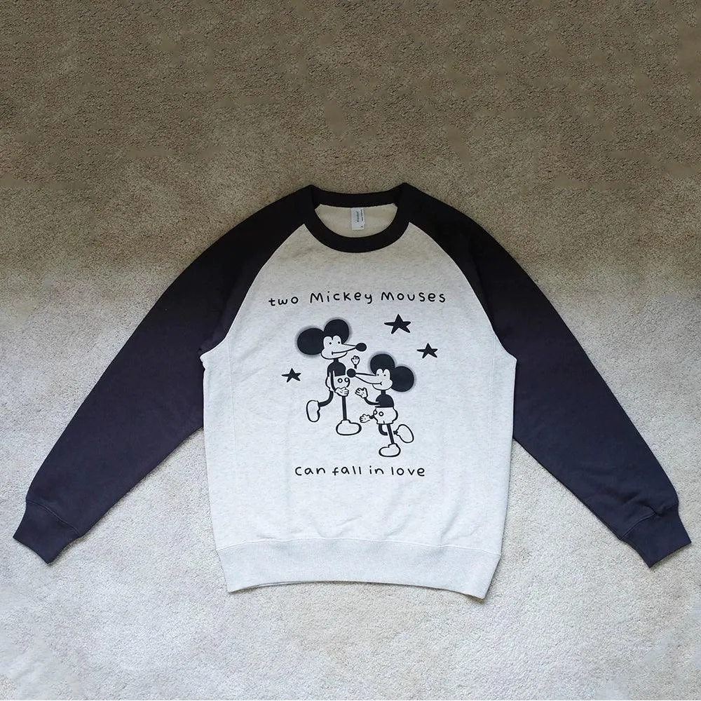 TWO MICKEY MOUSE FALLING IN LOVE RAGLAN SWEATSHIRT