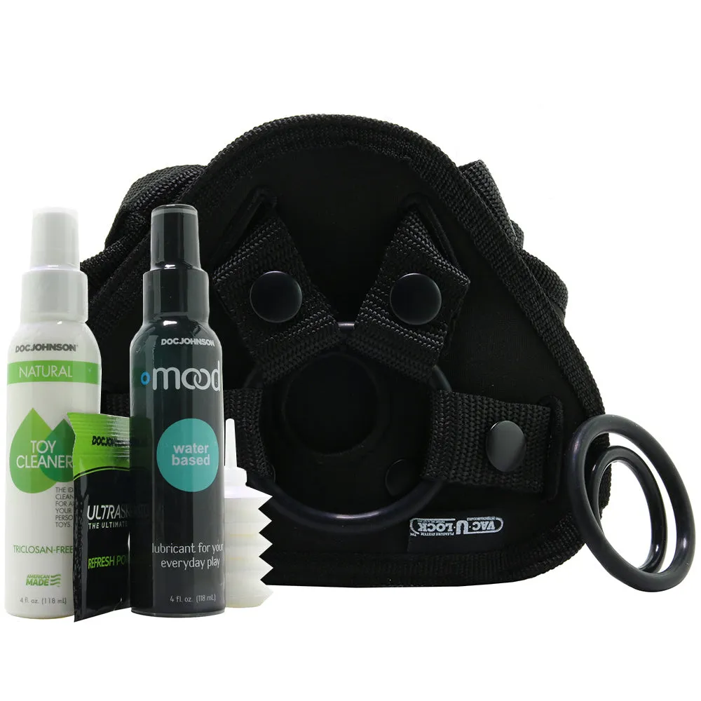 Vac-U-Lock Vibrating Harness Set in Chocolate