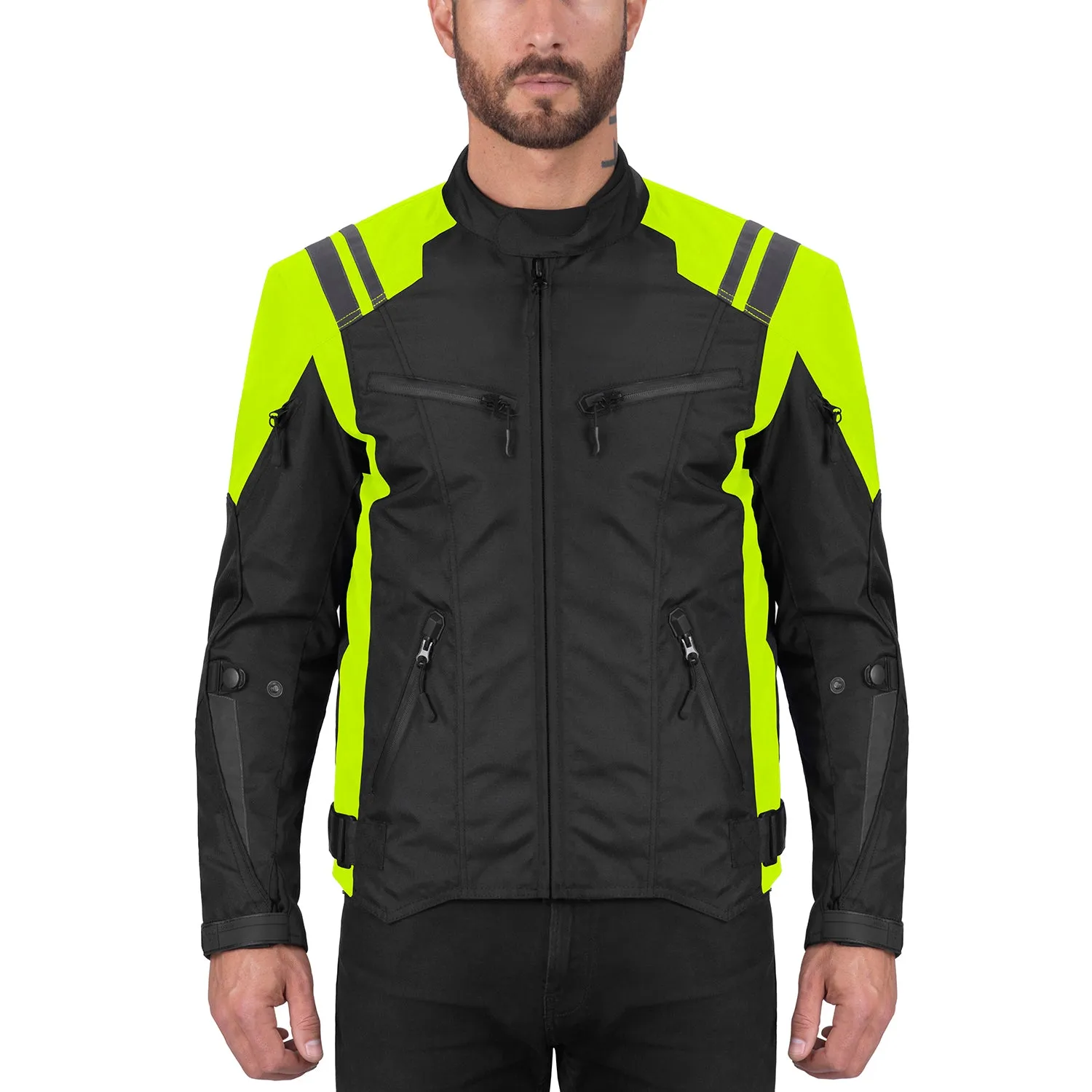 Viking Cycle Ironborn Hi Viz Neon Textile Motorcycle Jacket for Men