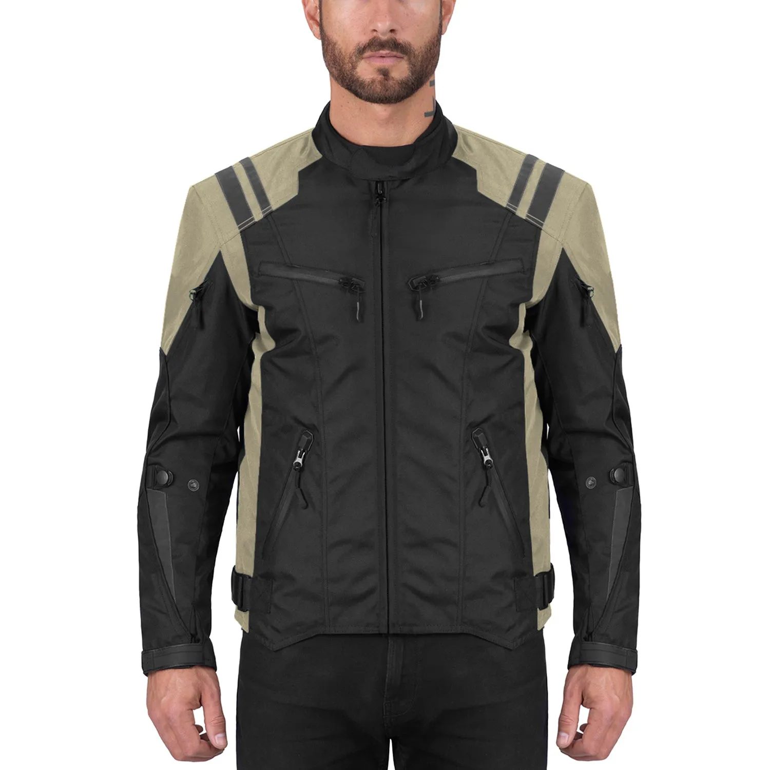 Viking Cycle Ironborn Khaki Textile Motorcycle Jacket for Men