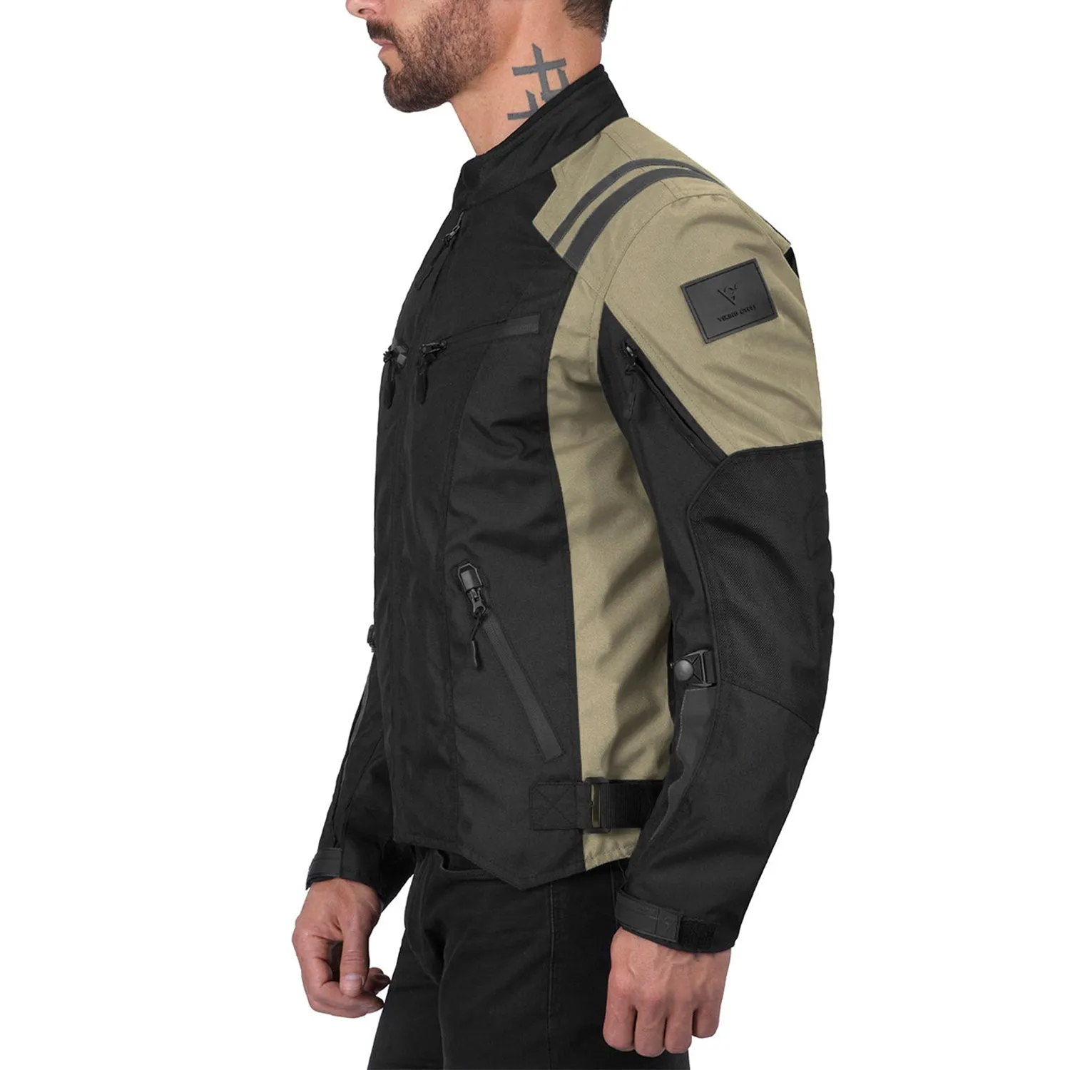 Viking Cycle Ironborn Khaki Textile Motorcycle Jacket for Men