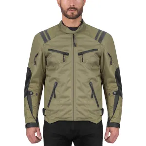 Viking Cycle Ironborn Military Green Textile Motorcycle Jacket for Men