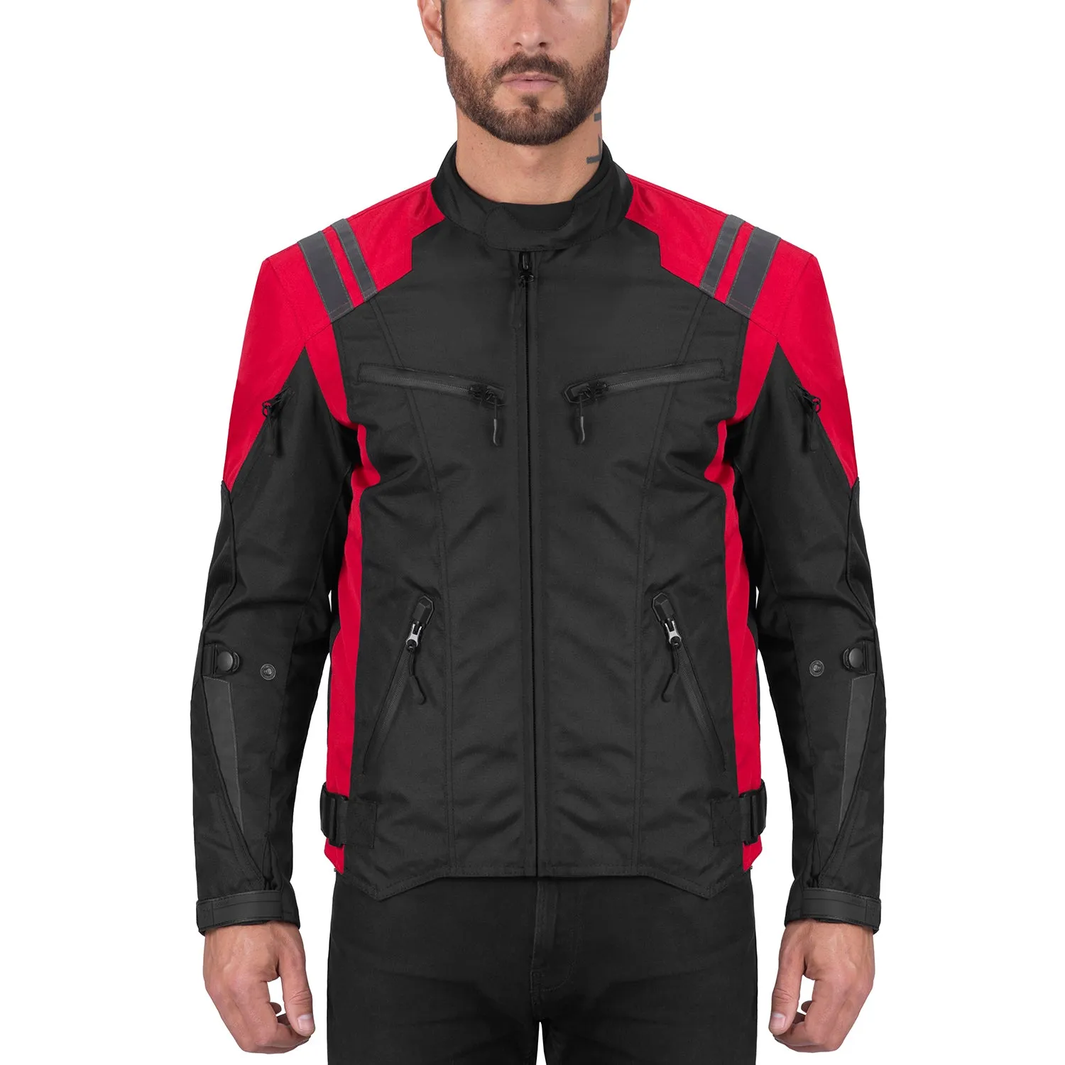 Viking Cycle Ironborn Red Textile Motorcycle Jacket for Men