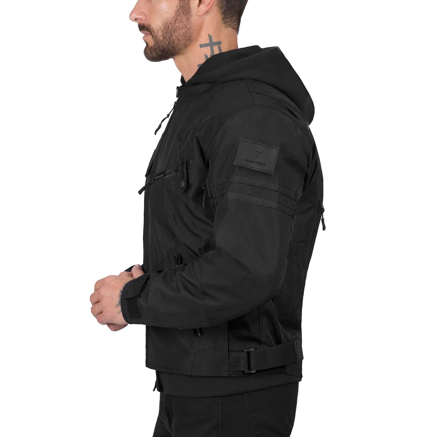 Viking Cycle Unshackled Black Textile Motorcycle Hoodie Jacket for Men