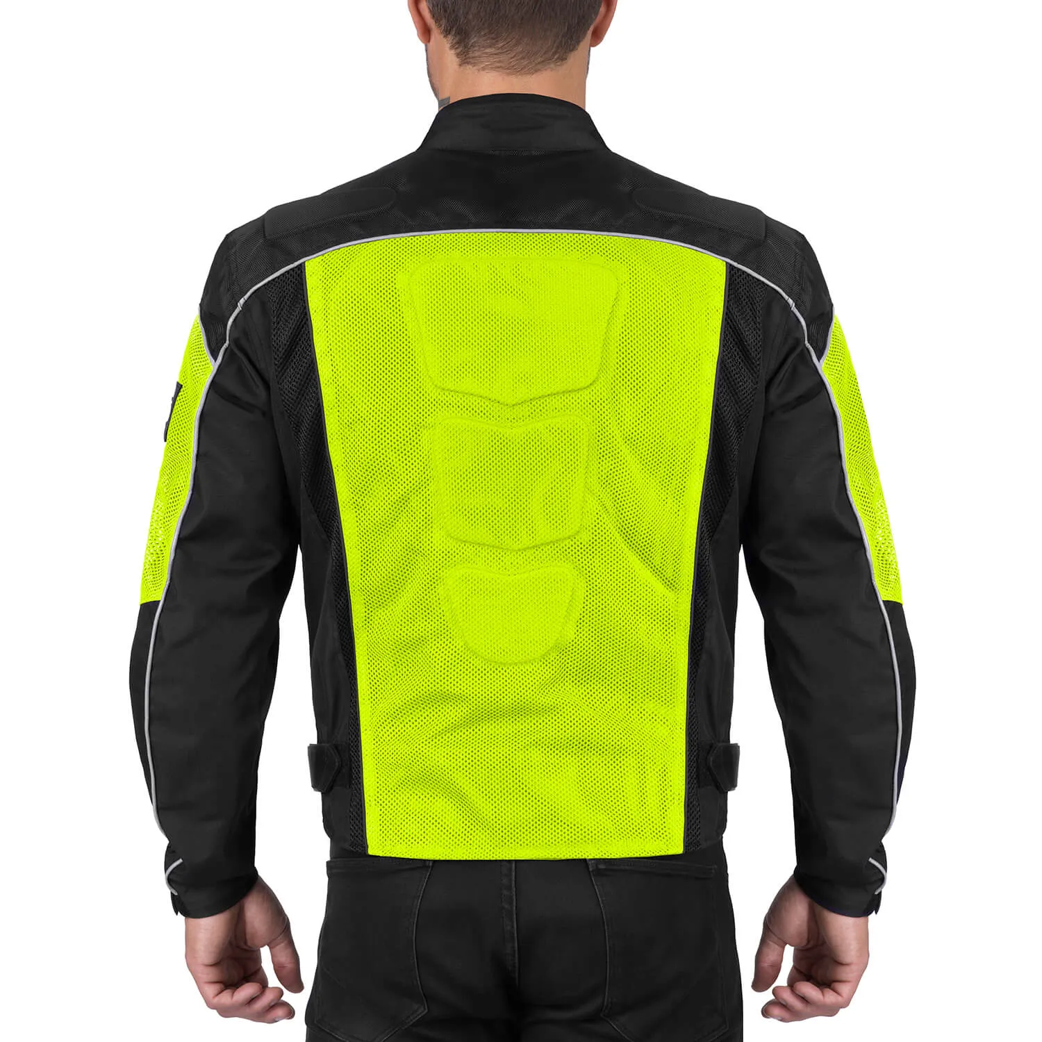 Viking Cycle Warlock Hi Viz Neon Mesh Motorcycle Jacket for Men