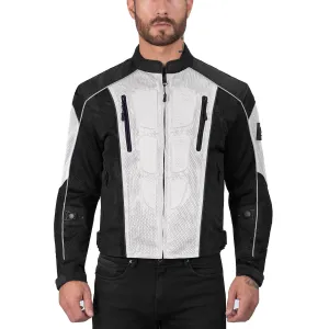 Viking Cycle Warlock Silver Mesh Motorcycle Jacket for Men