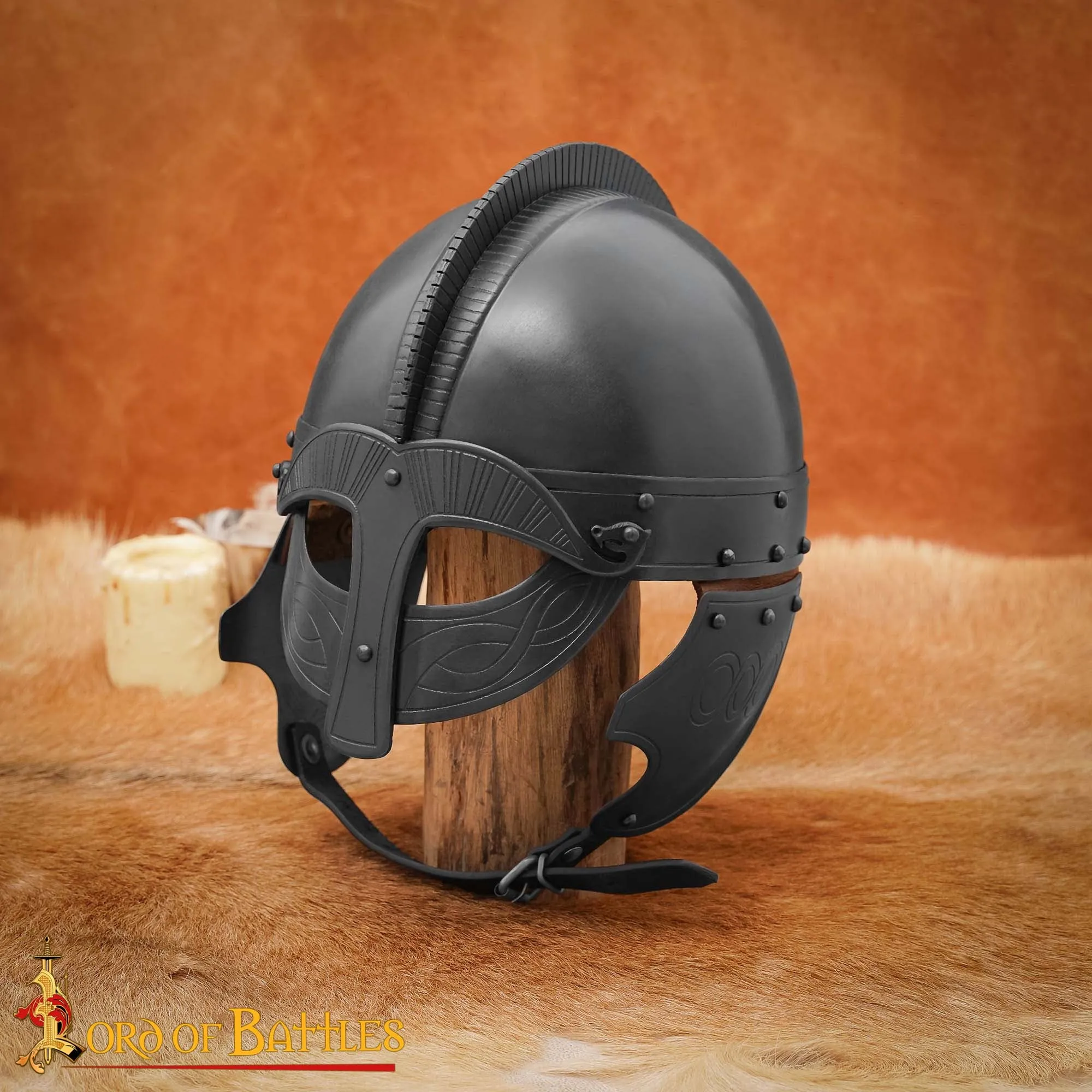 Viking Vendel Blackened Steel Helm 16 Gauge