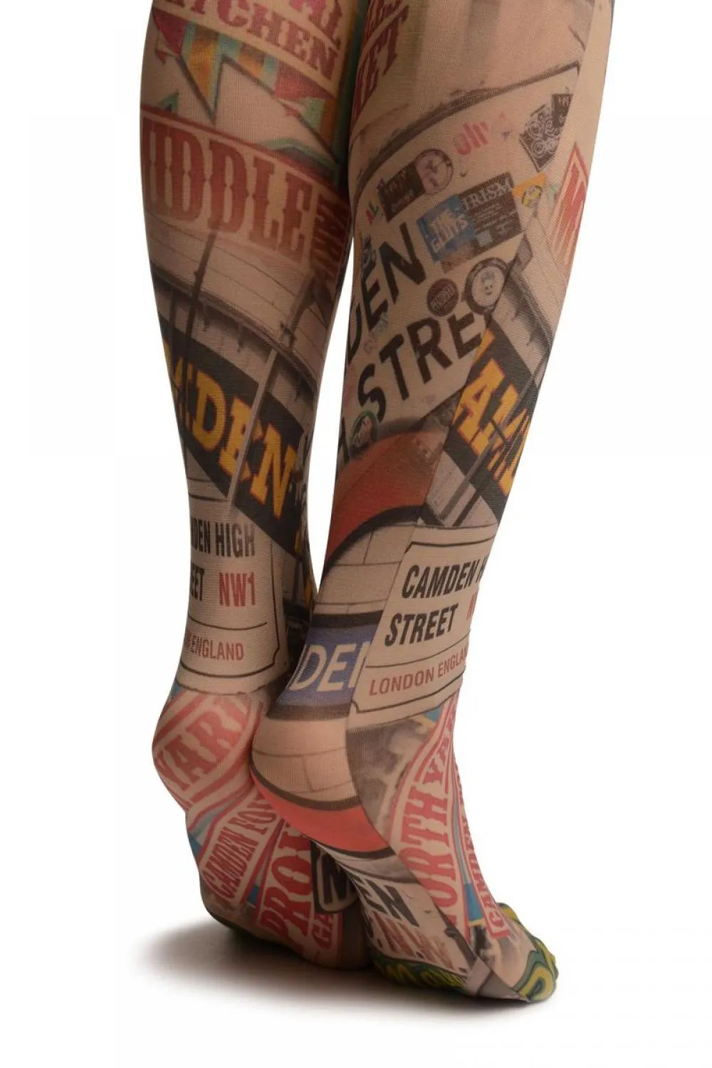 Vintage Camden Collage Printed Tights