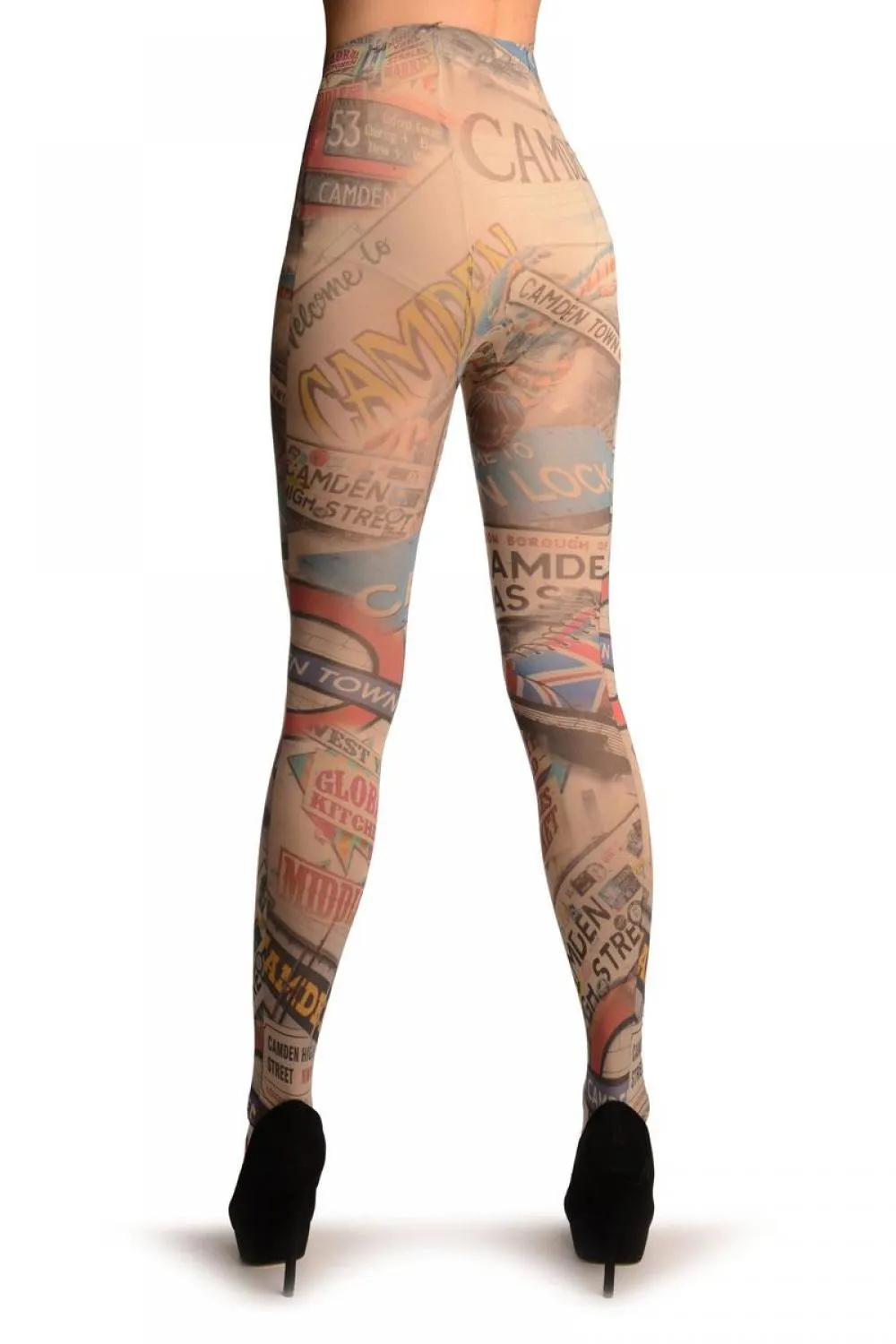 Vintage Camden Collage Printed Tights