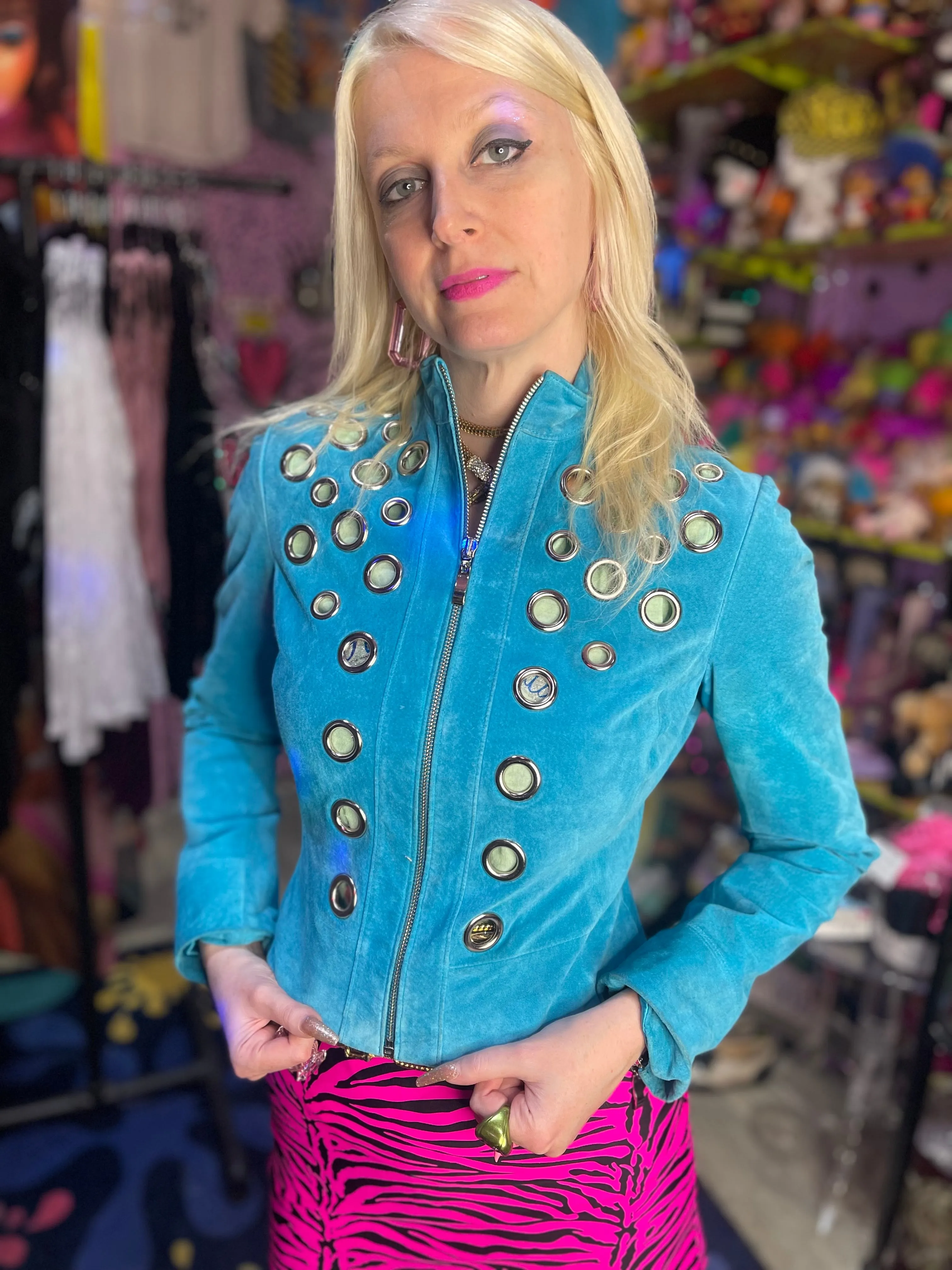 Vintage Y2K Blue Grommet Jacket