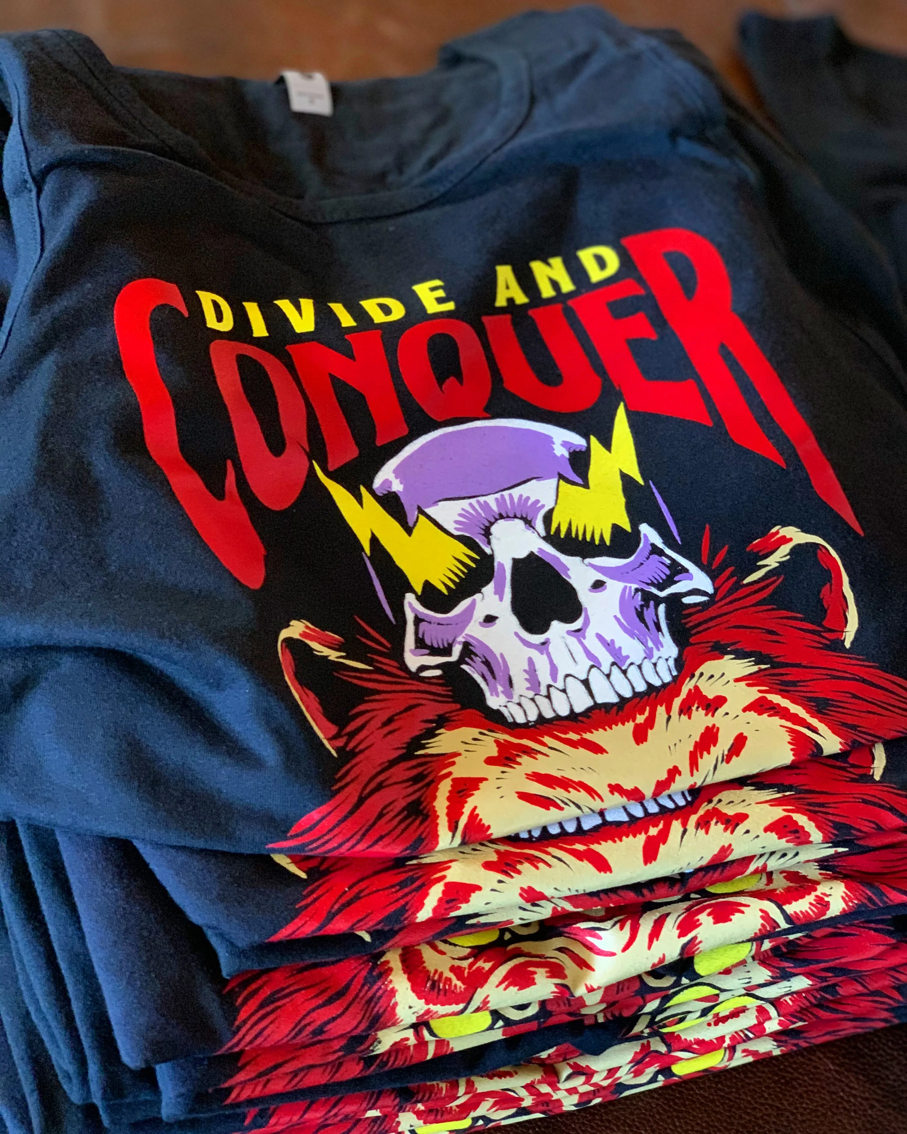 Vneck Divide & Conquer shirt Lion & Skull