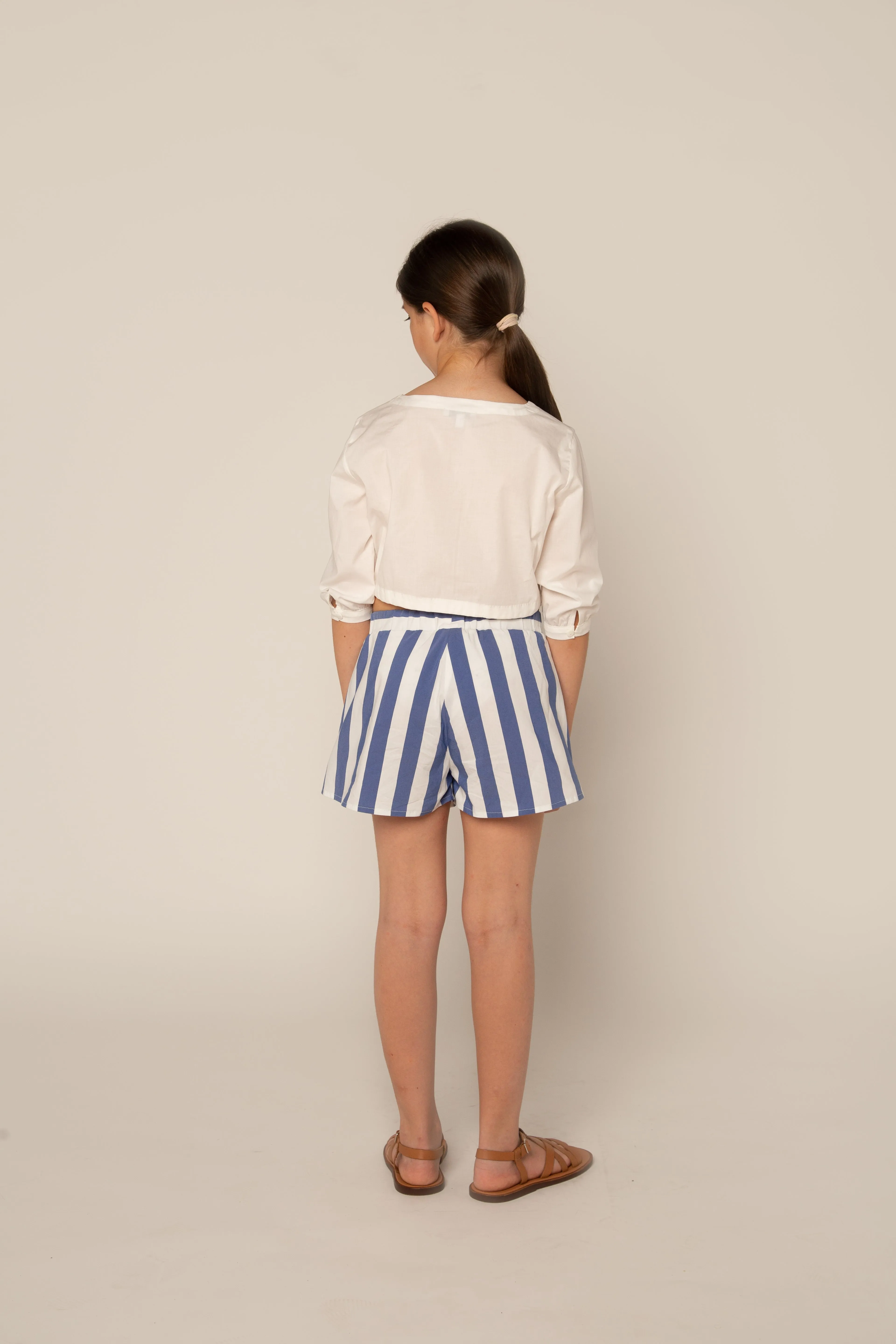 White and Blue Striped Dorella Shorts