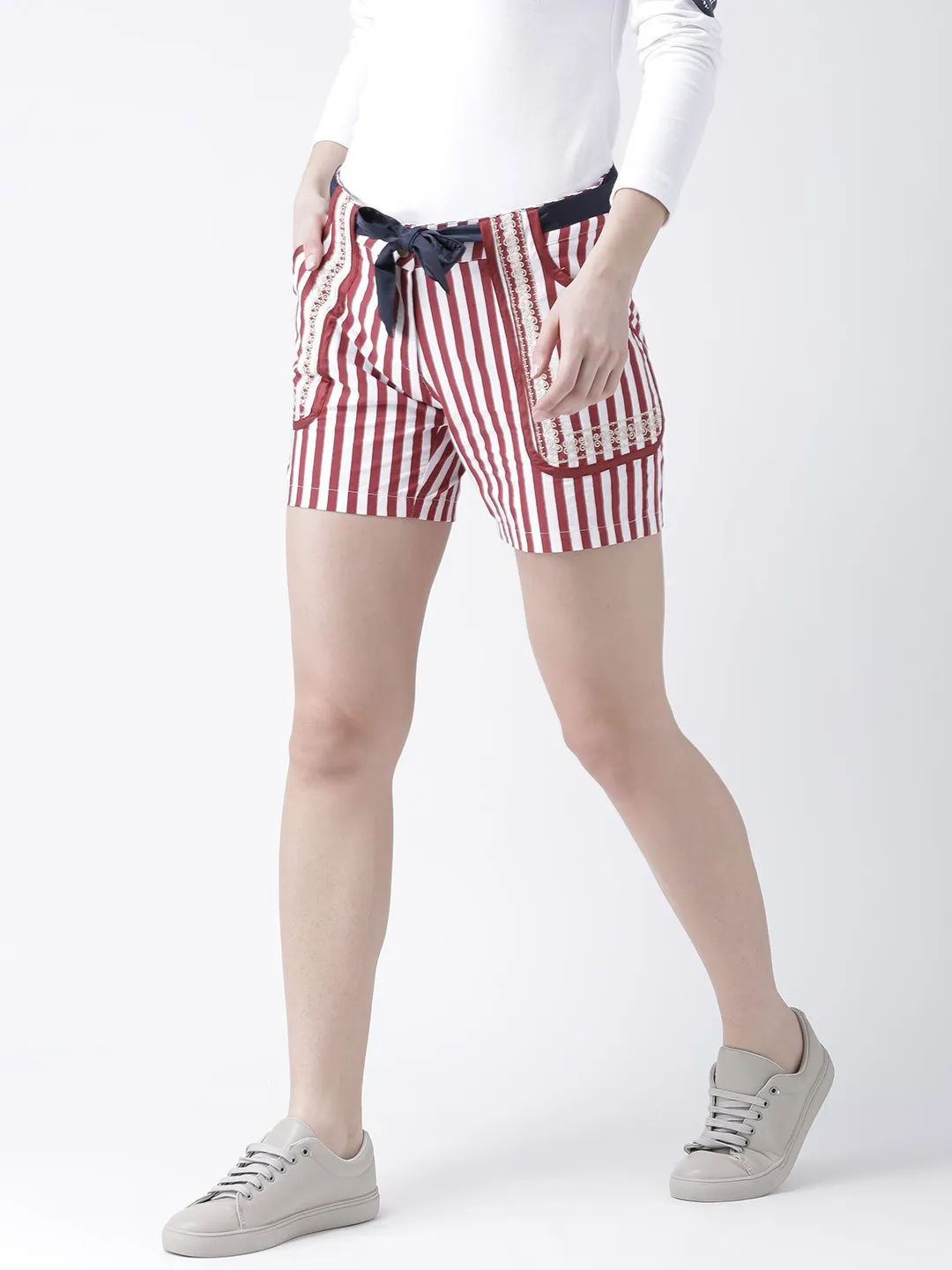 Women Striped Cotton Shorts