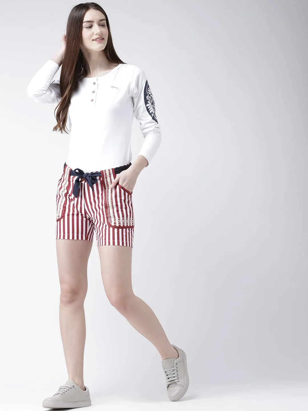 Women Striped Cotton Shorts