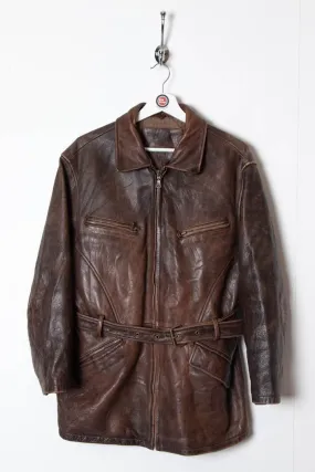 Women's Bill Blass Leather Belted Biker Jacket (M)