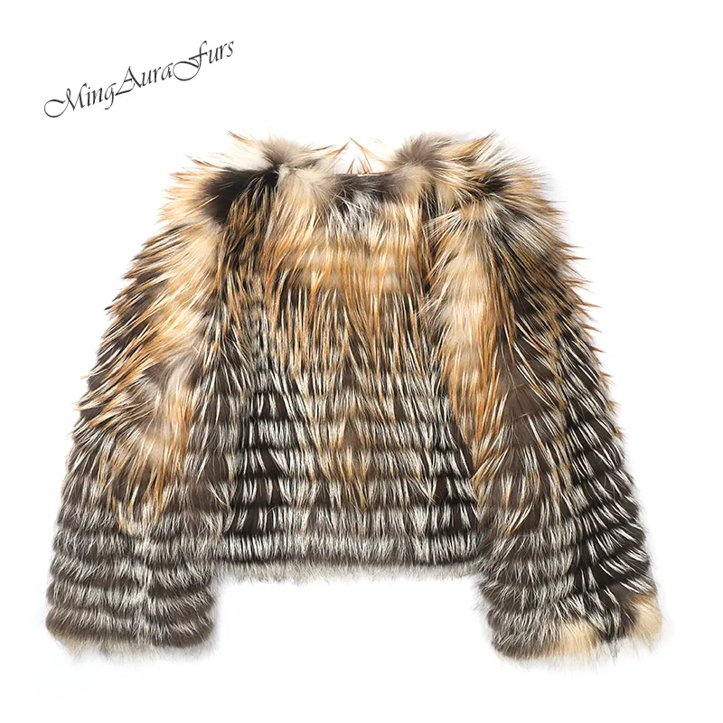 Women's Real Fox Fur Jacket - Gold Cross Fox - G0030