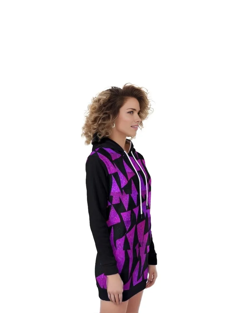 Women's Royal Tri Prism Heavy Fleece Long Hoodie