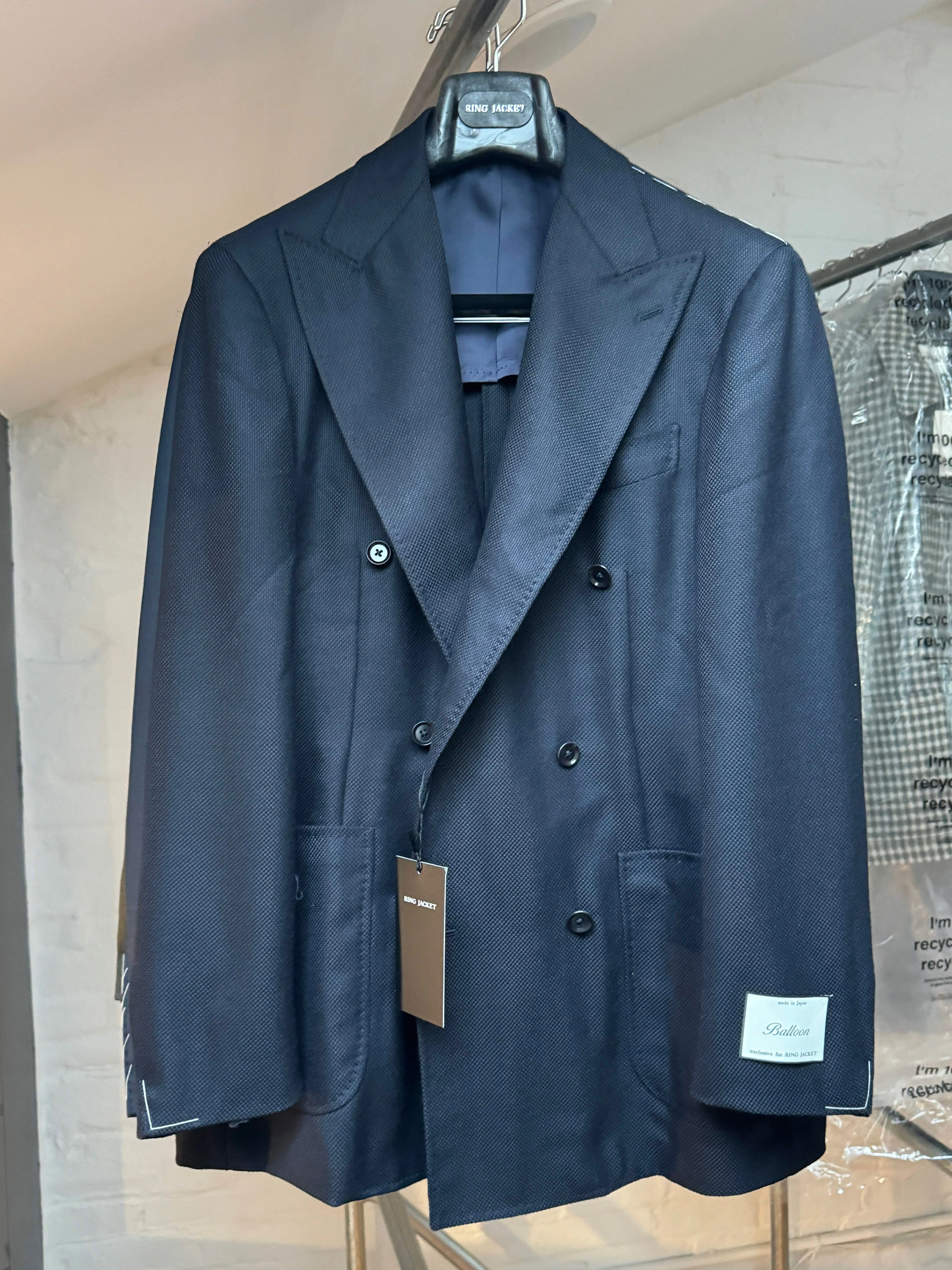 Wool Double Breasted Sport Coat - Navy