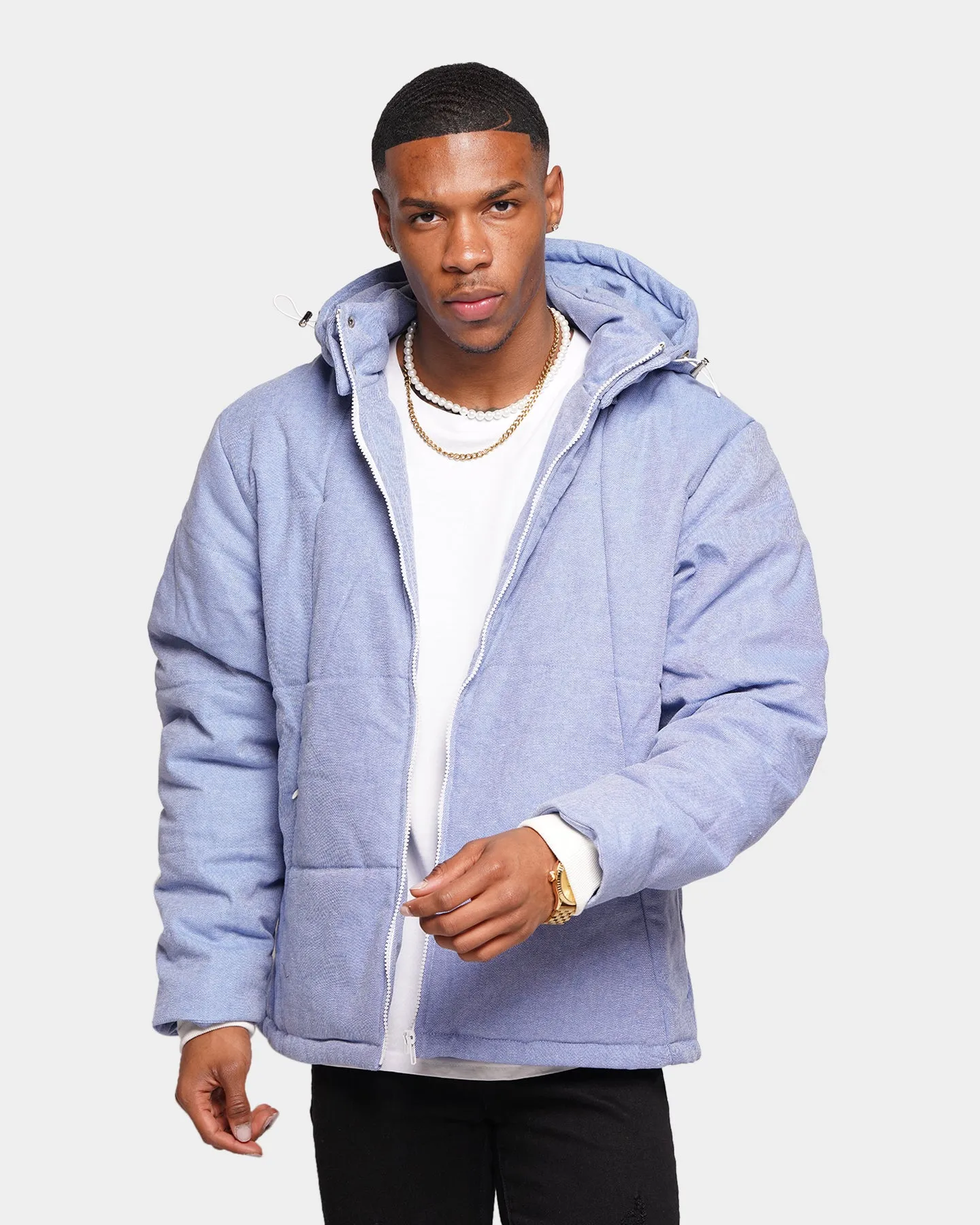 XXIII Kyler Denim Puffer Jacket Blue Denim