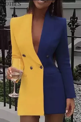 YEllow and Blue Formal Coat Dress